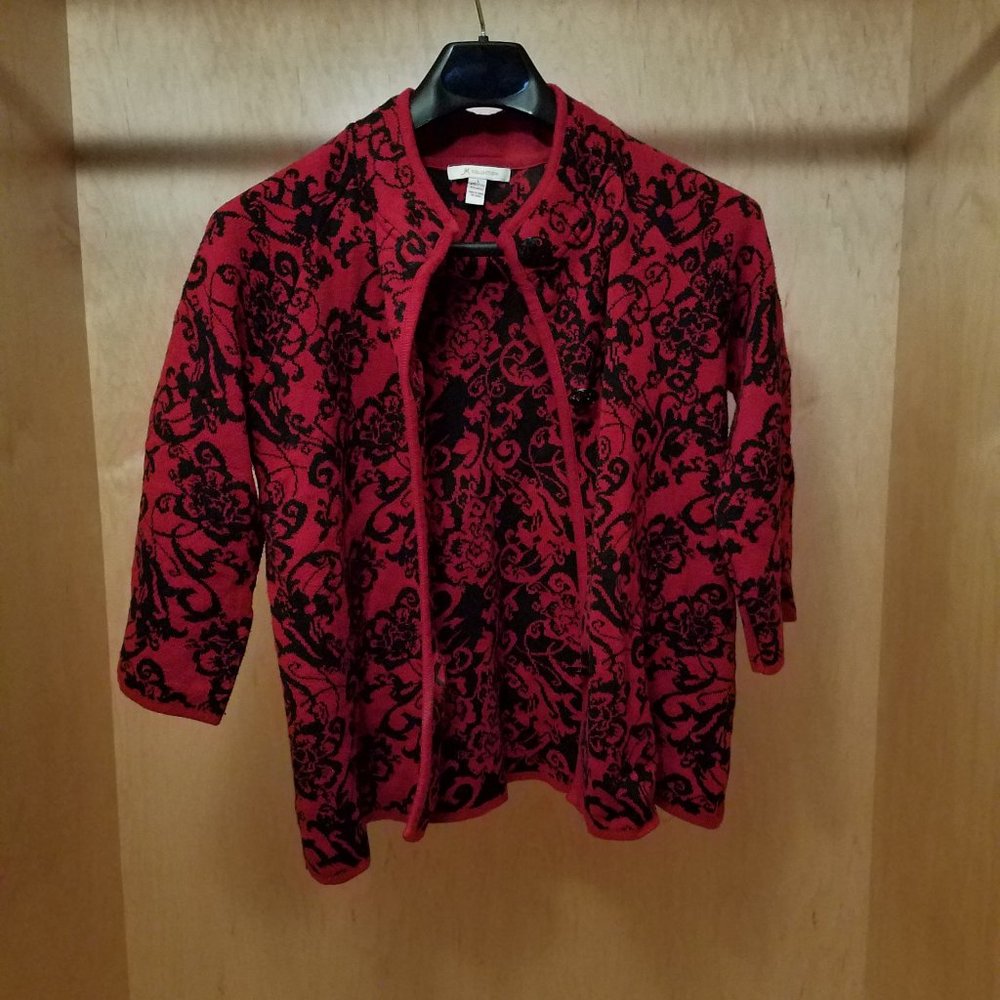 Floral Print Sweater Jacket Size L